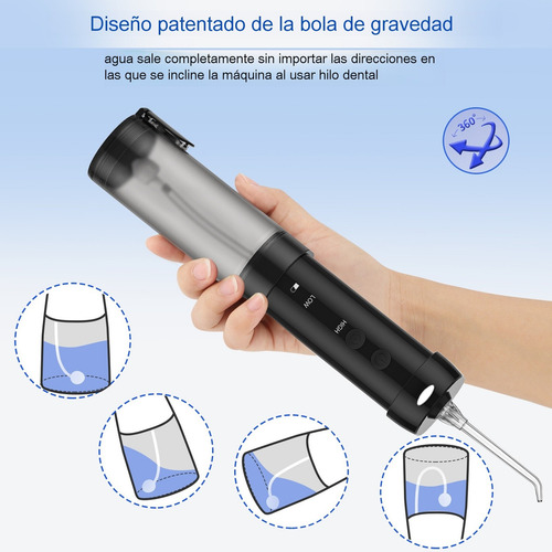 Irrigador Bucal Oral Compacto Belfia Hf-10 Con 5 Picos 200ml Recargable Portátil Ideal Para Traslados Viajes Quita Sarro Limpeiza Lengua Brackets Gingivitis Mal Aliento