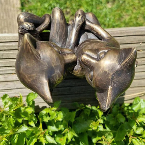 Linda Pareja Gato Estatuilla Resina Gato Ornamento Para