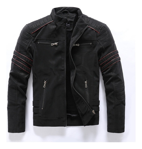 Chamarra Hombre Piel Sintética Motociclista Biker Slim F [u]