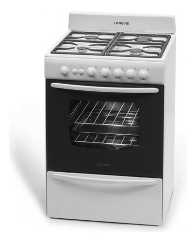 Imagen 3 de 10 de Cocina A Gas Longvie 13601bf 60cm Blanca Cajón Parrilla