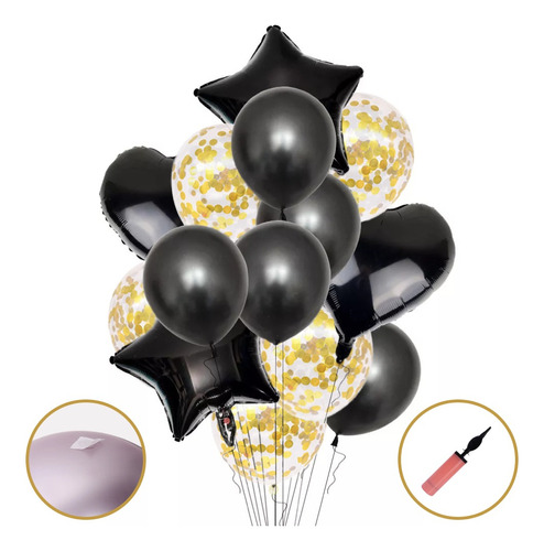 Set De 14 Globos Metalizados + Inflador Manual Gratis