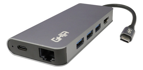 Adaptador Multipuerto Ghia 8 En 1 Usb 3.1 Tipo C A Hdmi Rj45
