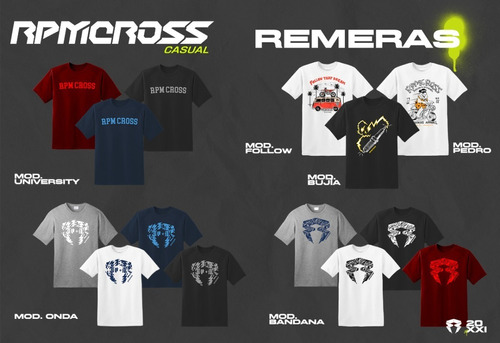 Remeras Manga Corta Algodon Rpm Cross Uso Casual