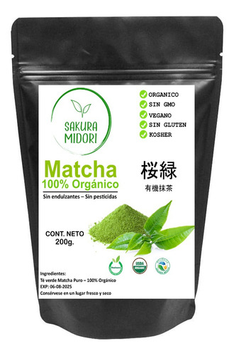 Matcha Organico 100% Puro En Polvo 200g Sakura Midori