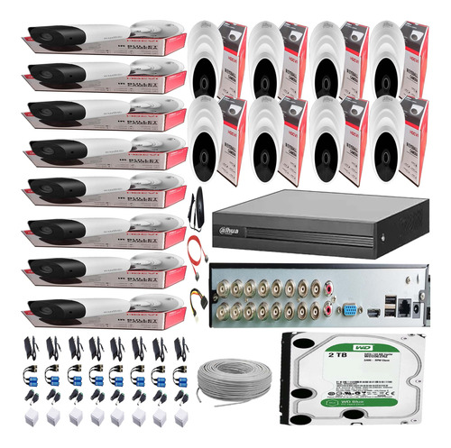 Cámaras De Seguridad Dahua Dvr 16 Ch + 16 Cámaras + Disco