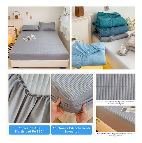 Cubre Colchón Impermeable Cubre Con Funda 190x150x45cm-gris