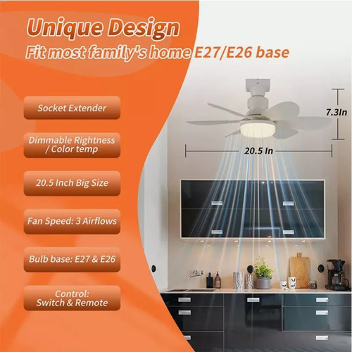 Pu Ventilador Silencioso Con Conector De Extensión De 40 W