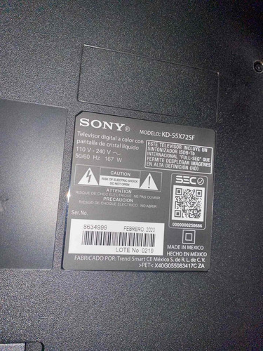 Imagen 2 de 3 de Sony Kd55x725f Pantalla Rota Repuesto Led Main Fuente Tcom
