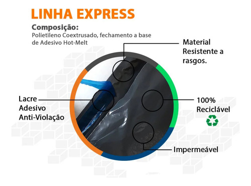 Kit Envelope Com Lacre Mil 32x40 Eco Reforçado Full Top Preto