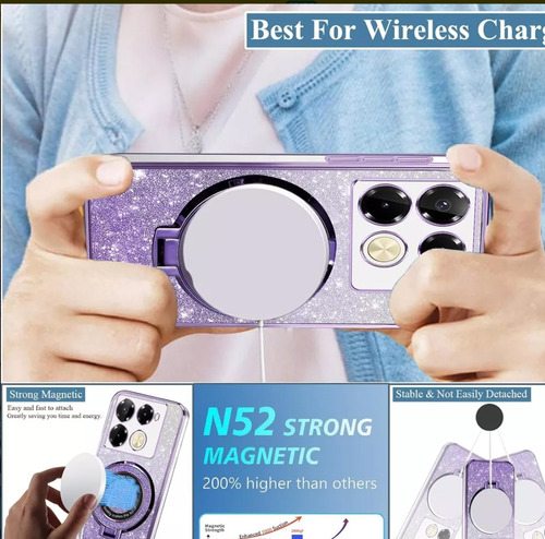 Funda Para Redmi A3 /a3x Case Brillo Brillante Niña Soporte Morado Para Redmi A3 /a3x