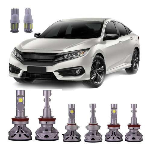 Kit Farol Led 13200lm Honda Civic 2017/2019 Alto Baixo Milha