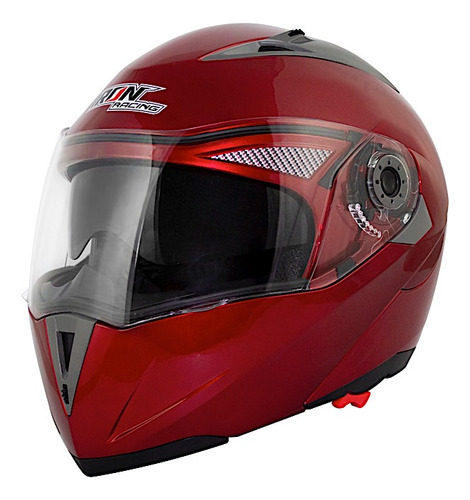 Casco Para Motos Abatible Racing Doble Mica Rojo Talla M