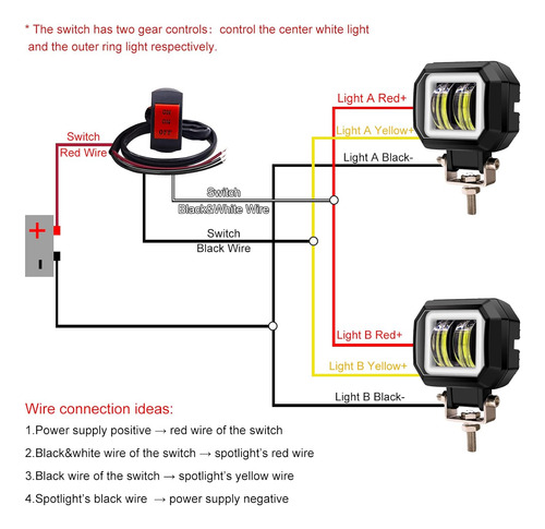2 Focos Led Motocicleta Interruptor, 12 V, 24 V, Luz An...