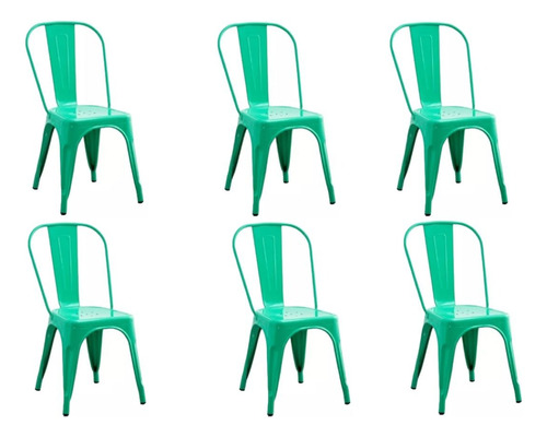 Set X6 Silla Metálica Aqua Con Garantía