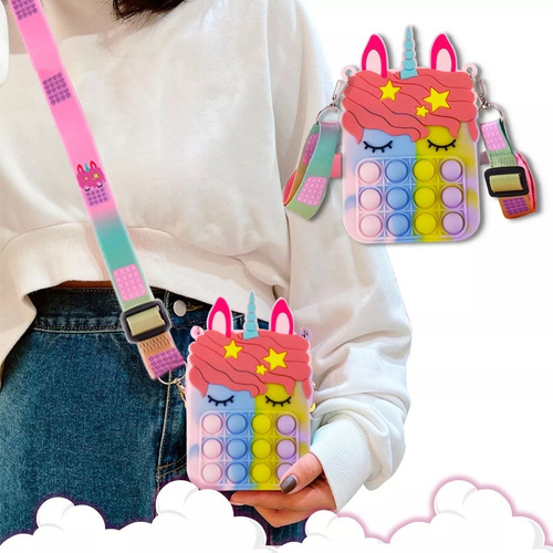 Pop It Cartera Bolsa Unicornio Juguete Fidget Antiestrés