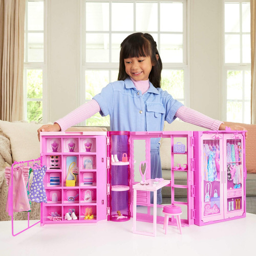 Armário Dos Sonhos Da Barbie Com Acessórios E Boneca Multicolor