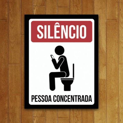 Imagem 1 de 1 de Placa Decorativa Silêncio: Pessoa Concentrada
