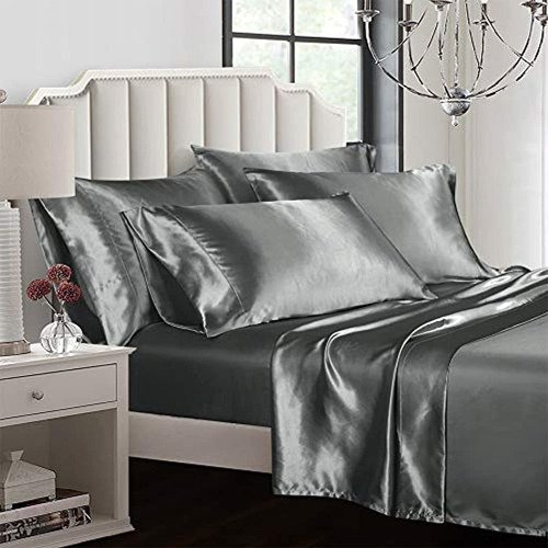 Aimay 6 Piece Bed Sheet Set Deep Pocket Luxury Rich Silk Sat