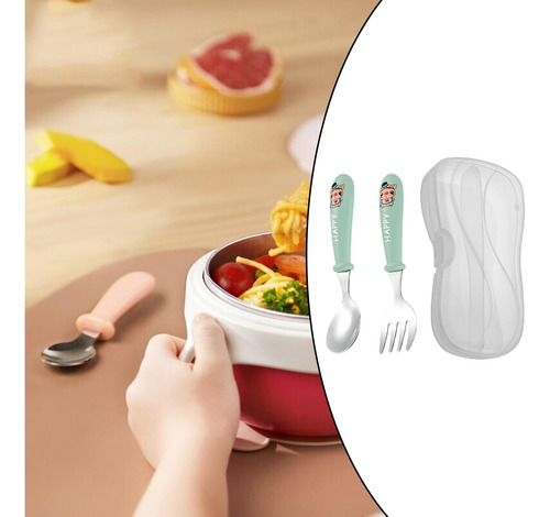 Juego De 2 Cucharas Y Tenedor Con Caja De Verde