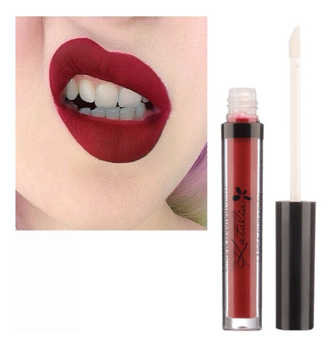 Imagen 5 de 8 de Labial Liquido Mate Rojo Borravino Ultra Fijacion