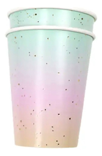 Vasos Decorados Biodegradables Ombré Fiesta Unicornio 8 Pz