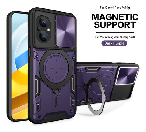 Funda Para Poco M5 Jiashang Uso Rudo Anillo + Tapa Camara Morado Jiashang
