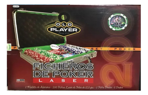 Fichero Poker Old Player 200 Fichas Numeradas Laser Maletin