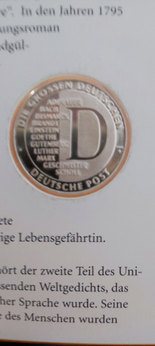 Medalha Johann Wolfgang Von Goethe Em Prata.999. Alemanha. (Usado)