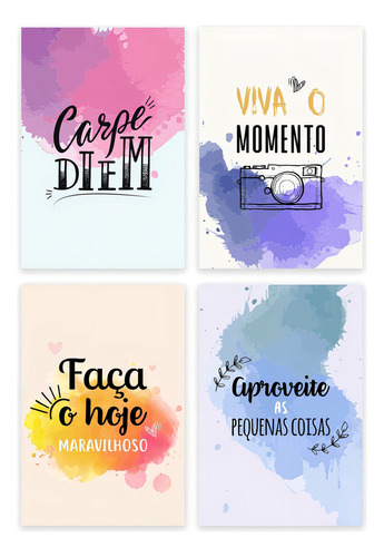 Placas Decorativas Mdf Frases Carpe Diem 30x40cm Kit 4un