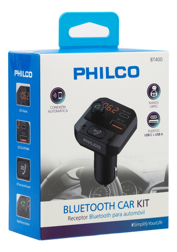 Transmisor Para Auto Bluetooth Fm Con Control Remoto, Philco