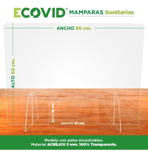 Acrílico Para Mostrador | Mampara Protectora | Mediana 80x60