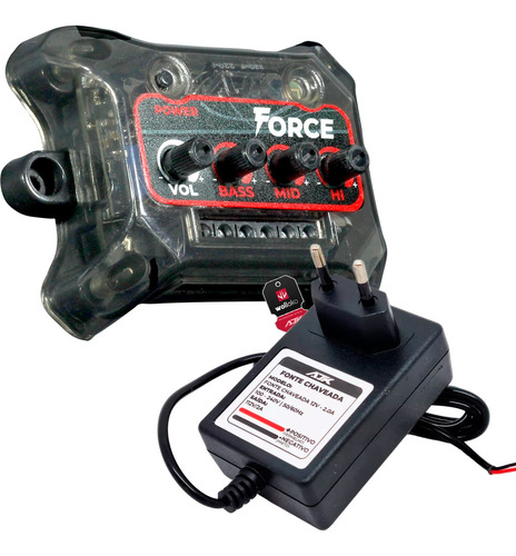 Player Force Ajk Amplificado 50wrms + Fonte 2a 12v 3 Bandas