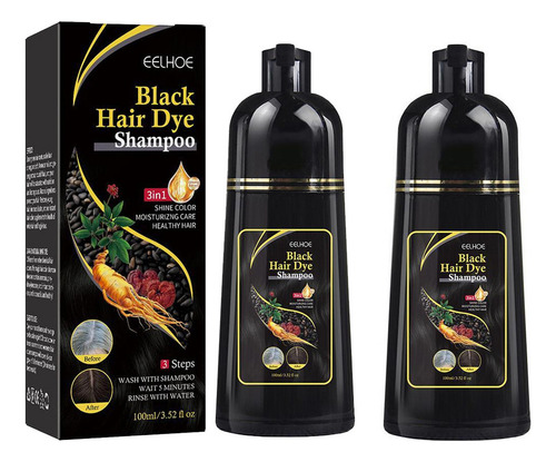 A 2 Peças De Xampus Instantâneos De Tintura De Cabelo Preto