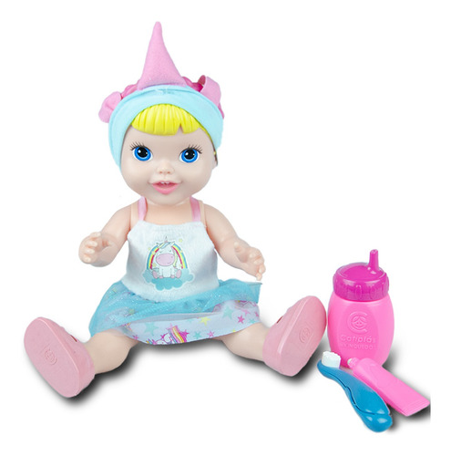 Boneca Baby Unicórnio Faz Xixi C/ Acessórios Para Meninas