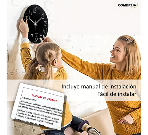 Câmera Spy Camera Wall Clock Camera WiFi Full Hd WiFi 2,4 Ghz Hidden Home Bateria de longa duração 3500 mAh Memória Micro SD de até 512 Gb Câmera de segurança de monitoramento de smartphone