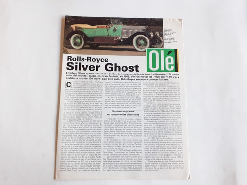 Revista Ole Supercars Desplegable Rolls Royce Silver Ghost