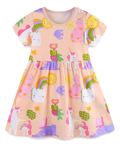 Vestido Casual De Verano Para Niña Con Estampado Bonito De U