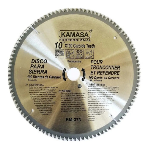 Disco Banco Sierra Kamasa 10 100 Eje 25,4mm 16mm 