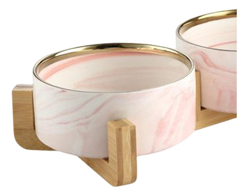 Cuencos Elevados De Cerámica Para Cuenco Doble Rosado