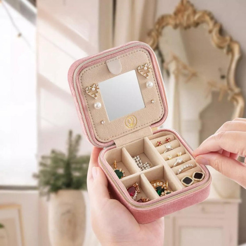 Mini Joyero Con Espejo De Viaje Portátil, Joyero