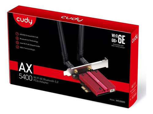 Placa Wi-fi 6e Cudy We3000s Pci-e Ax5400+bluetooth 5.2 Kt