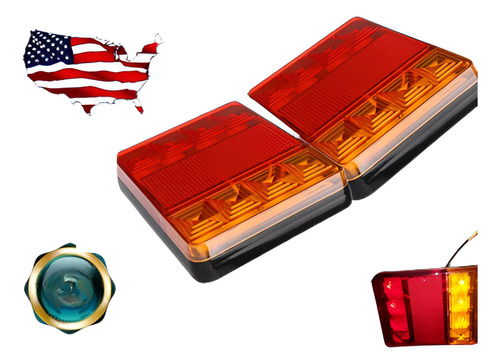 2 X Cuadrado Rojo Y Amarillo Led Trailer Truck Stop Intermit