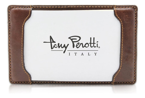 Tony Perotti Portatarjetas De Bolsillo De Cuero Italiano 3x5