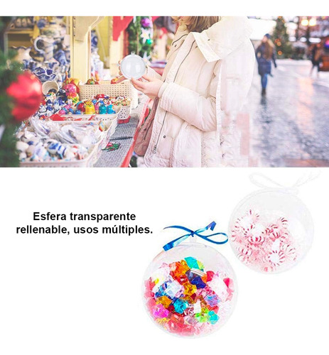 Esferas Bolas Transparentes Rellenables Plastico 8cm 12 Pzs