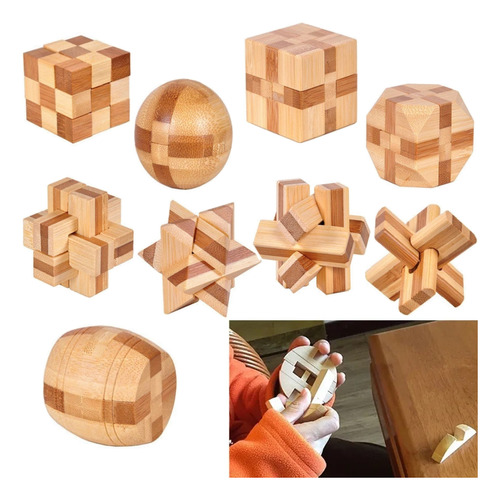 Puzzle De Madera 3d Kongming Luban Lock, 9 Piezas, Juguete E