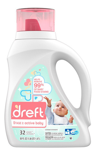 Detergente Líquido Dreft Stage2 Active Baby 32 Lavadas 1.47l