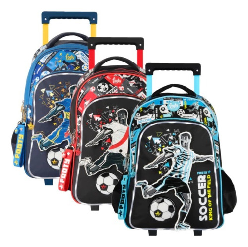 Mochila Con Carro 18  Soccer Con Luz Footy F2221 - Premium