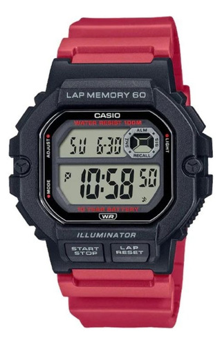 Reloj Casio Digital Ws-1400h-4av Rojo