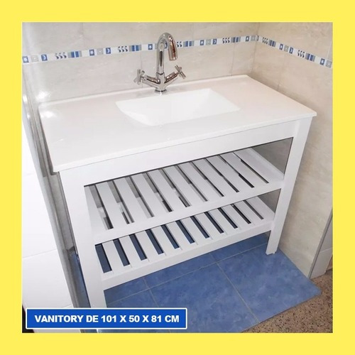 Juego Vanitory Peinador 100 Tolva Blanco Griferia Odyssey