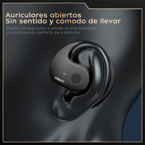 Auricular Bluetooth Inalámbrico Sobast T26pro Ows Ai Auricular Compatible Android Apple Xiaomi Traducir Multi-lenguaje Abrir Más Protección Para El Oído Negro